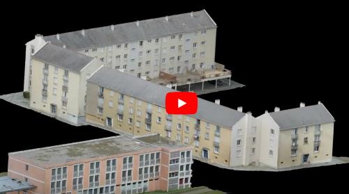 Nuage 3D de 2 tours résidentielles avec positionnement des caméras