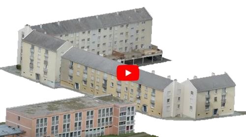 Vidéo de relevés 3D de bâtiments par drone